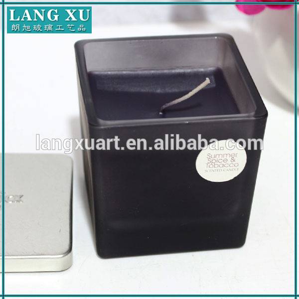 Chinese wholesale Candle Holder Custom - glass cube lid jar for coconut wax candle – Langxu