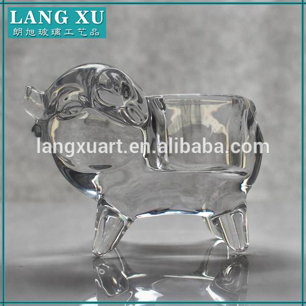 china wholesale Candle Holders In Bulk Manufacturers - Pig animal shape crystal glass tealight holder – Langxu