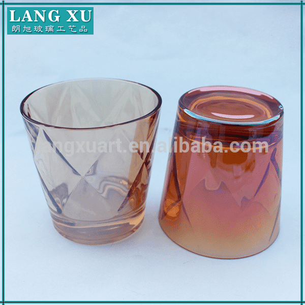 Wholesale glassware electroplate decorative glass candle containers