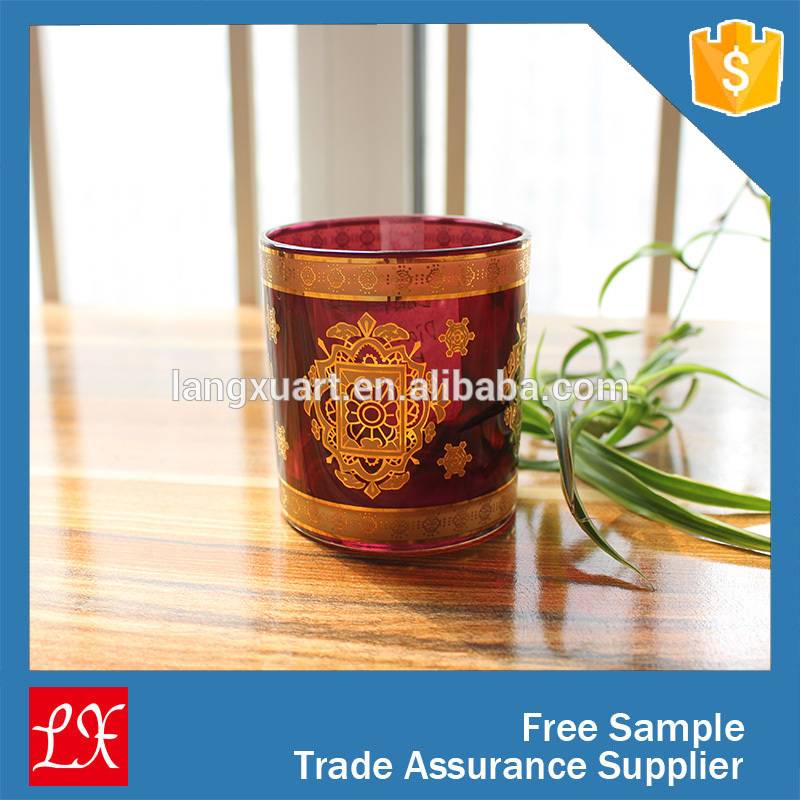 china wholesale Tea Light Candle Holder Manufacturers - wholesale votive Gold plating glass jar candle – Langxu