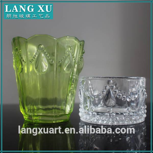 china wholesale Gold Votive Candle Holders quotes - LX-Z020 Crystal glass cylinder candle cup beaded pearl wax candle holder – Langxu
