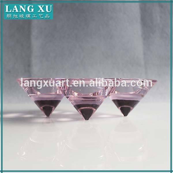 china wholesale White Candle Holder Suppliers - Three holes crystal glass cone tealight candle holder from shijiazhuang langxu – Langxu
