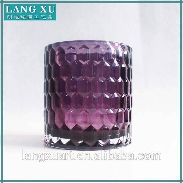 china wholesale 5 Arm Candle Holder pricelist - LX-B039 colored honeycomb pattern religious recycled glass candle jars manufacturers – Langxu