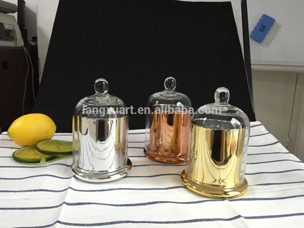 luxury silver gold copper candle bell hand blown glass jar with glass lid