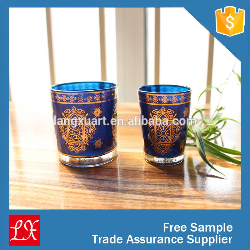 china wholesale Candles Jar Holder Factory - LXHY-CE117 Crystal decal candle insert glass arabic candle holder for candle making – Langxu