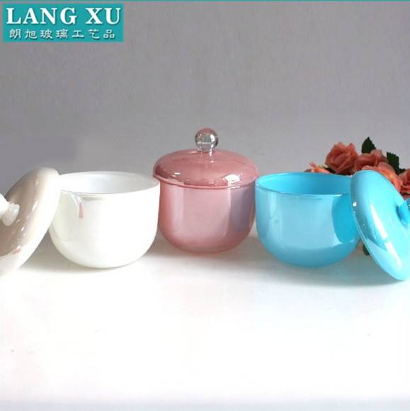 china wholesale Luxury Candle Jars Glass Manufacturers - LXWX-T214 home storage fancy different colors bling bling glass candy jar crystal glass jar with glass lid – Langxu