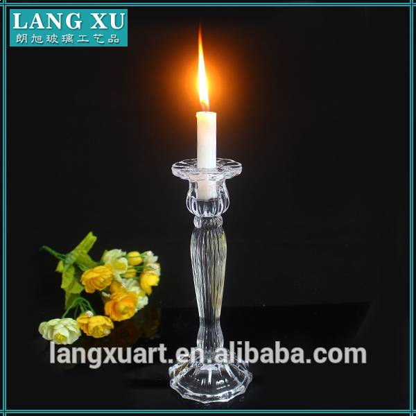 china wholesale Home Decor Candle Stick Holders Factories - LX-A005 premium quality crystal clear glass long stem candle holder glass candle holder stem – Langxu