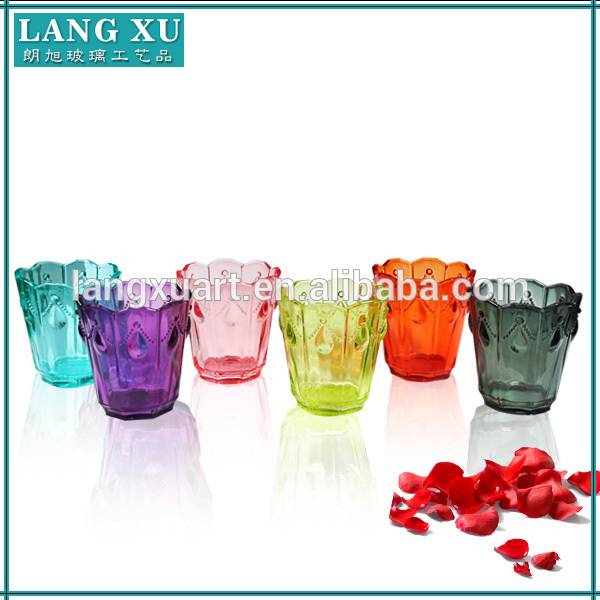 china wholesale Candle Holder Dome Factory - Vintage color glass tea cup candle holder – Langxu