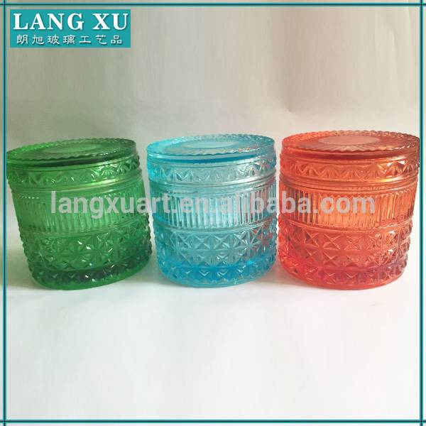Candle Jars With Lid And Boxes Suppliers - hobnail emboss dome glass candle jar with lid – Langxu