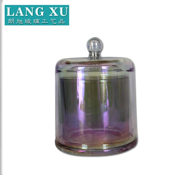 china wholesale Candle Holder Jar quotes - W 10.8cm*L 14.3cm fancy purple colored iron plated cloche shaped storage glass candle holder jar – Langxu