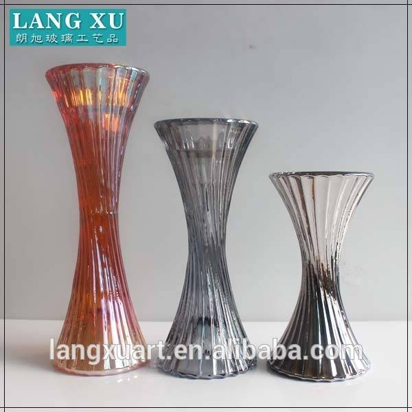 Manufactur standard Candle Stick Holders - ribbed design electroplate smoked replacement tall glass candle holders – Langxu