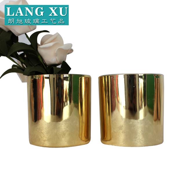 china wholesale White Frosted Glass Candle Jar Factories - luxury plating colored GEO cut fancy paraffin wax glass jar – Langxu
