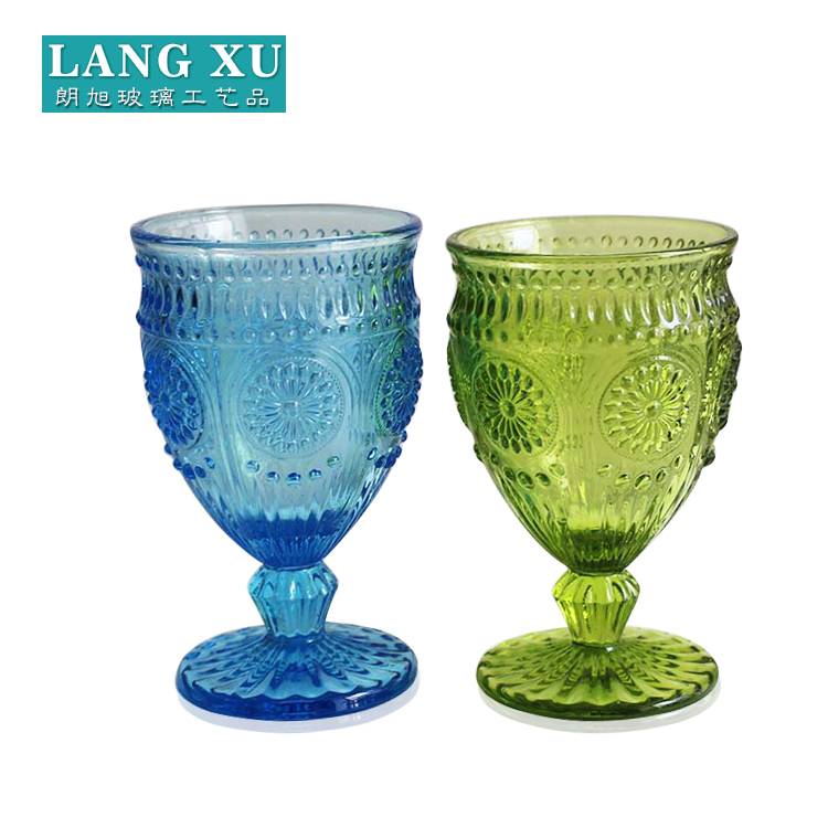 Hot selling item sunflower color footed water cup drinking glass
