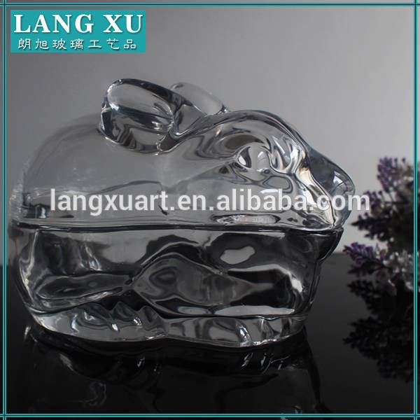 china wholesale Luxury Black Candle Jar Factories - china supplier glass rabbit shape candy jar with lid – Langxu