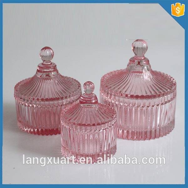 Candle Holders pricelist - handmade pressed tent shape colored candle jars glass with lids wholesale – Langxu