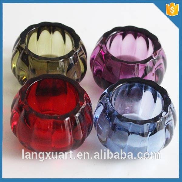 china wholesale Votive Candle Holders pricelist - birthday candles holder colored glass crystal tealight candle holder pumpkin shaped – Langxu