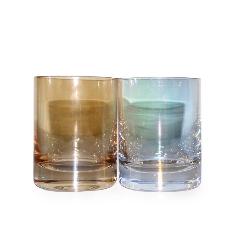 300ml inner electroplating silver/gold/rose gold/black/white/pearlized plating glass cylinder scented candle jar holder FAJ8810