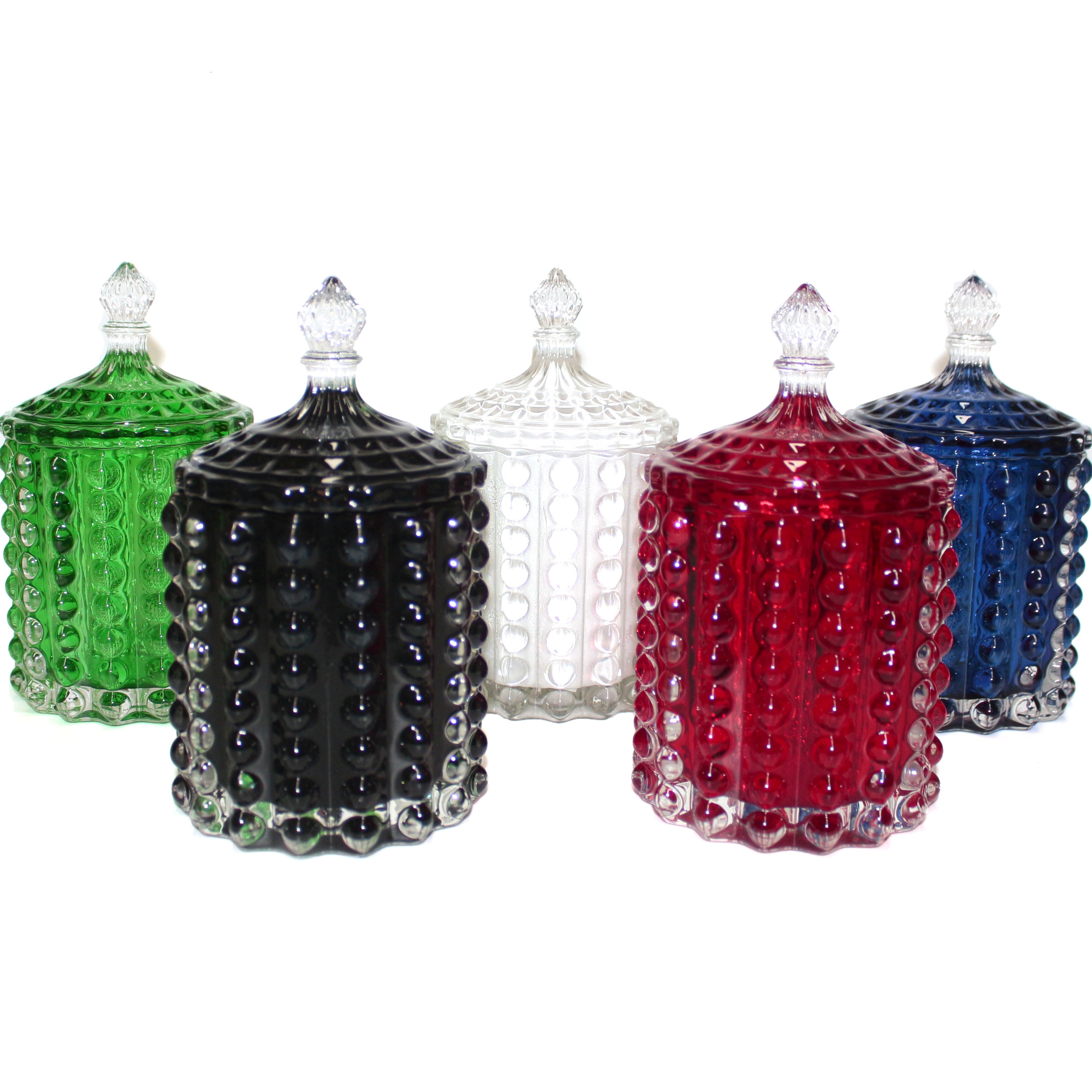 FengJun Wholesale custom large multi-color luxury Vintage empty candle glass jar with  lid in bulk