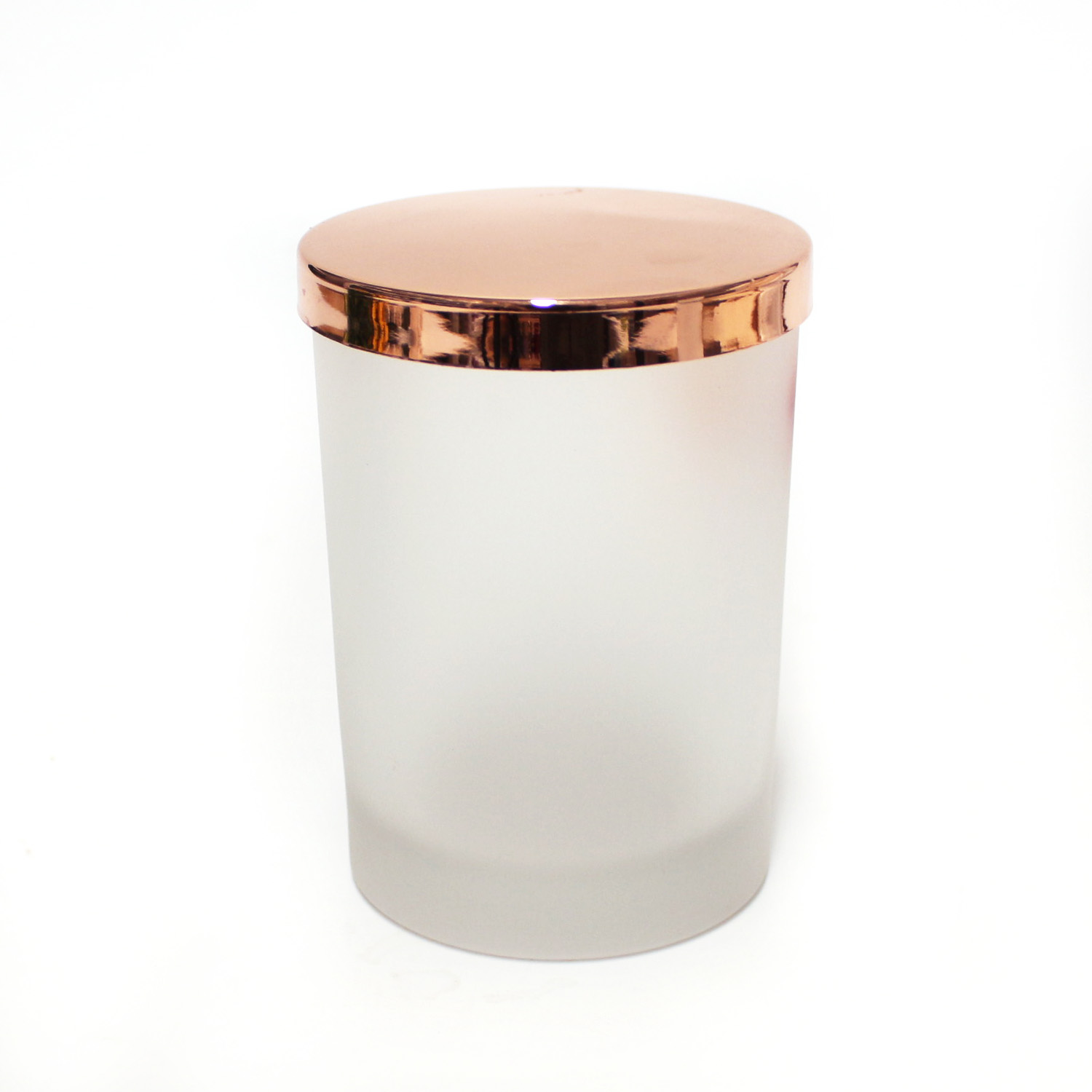custom made high quality matte white frosted glass candle jar silk screen printing with metal lids  wholesale FAJ268