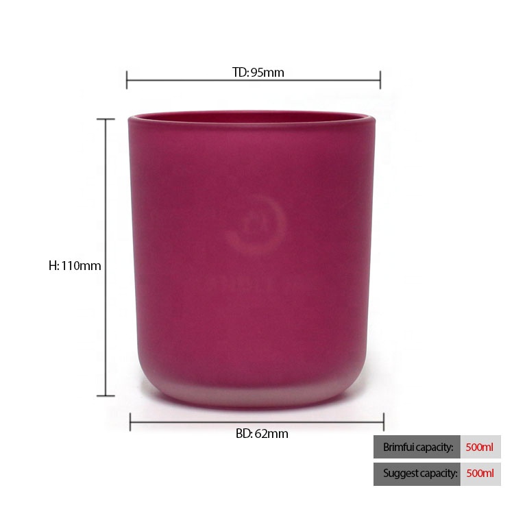 14OZ red colored custom 3 wick soy vessel empty candle jars glass frosted laser etch glass candle jars for candle making FAJ11095H