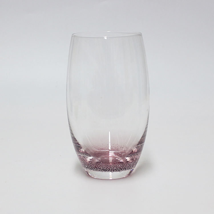 FengJun new wholesales good quality red green blue yellow tall empty stemless wine glass transparent orange juice glass cup