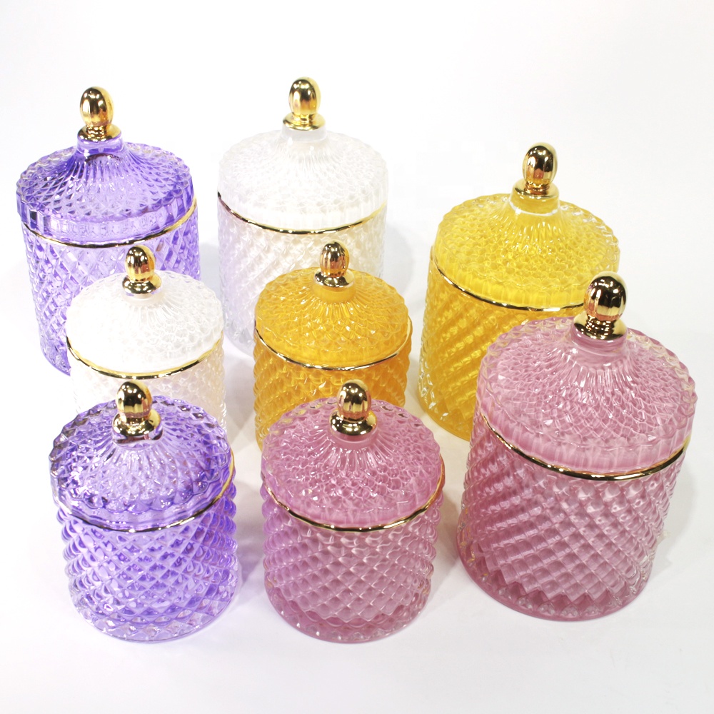 Home Glassware Food Storage Jar Clear European Style Fancy Luxury Glass Wedding Candy Jar for Party