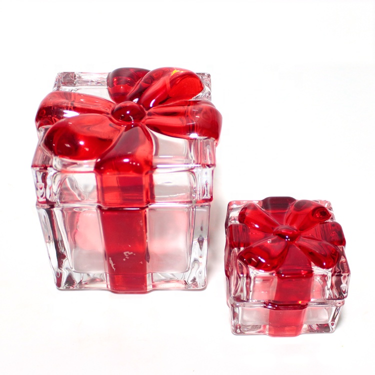 FENGJUN  red glass bow knot sugar Christmas Fashion vintage necklaces glass bow jewelry boxes candy luxury candy jar