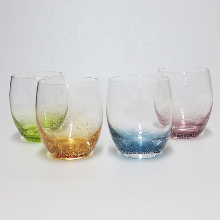FengJun new hot selling good quality red green blue yellow clear colored water glass  transparent candle holders in bulk