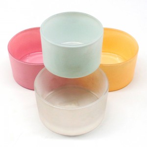 empty pink yellow white Green colored wide mouth luxury glass matte cute small candle container candle vessel wholesale jars candle holder JW7550