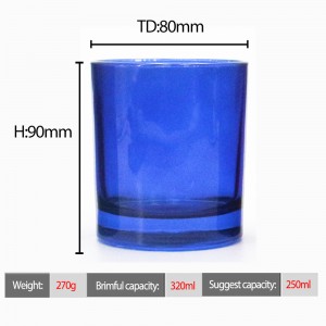 luxury colored boutique modern custom purple cylinder empty translucent blue purple amber pink colors 10 oz heat resistant glass candle jars wholesale with wooden lids and gift box for candles making JW8090