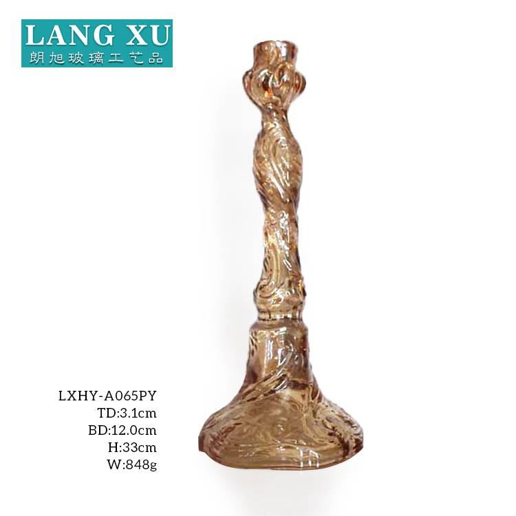 LangXu wedding gold electro plating vintage glass tall candle holder