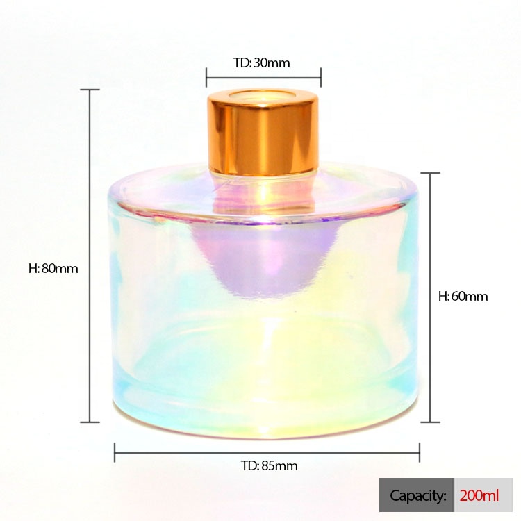Luxury new design empty iridescent glass reed diffuser bottle for home decoration