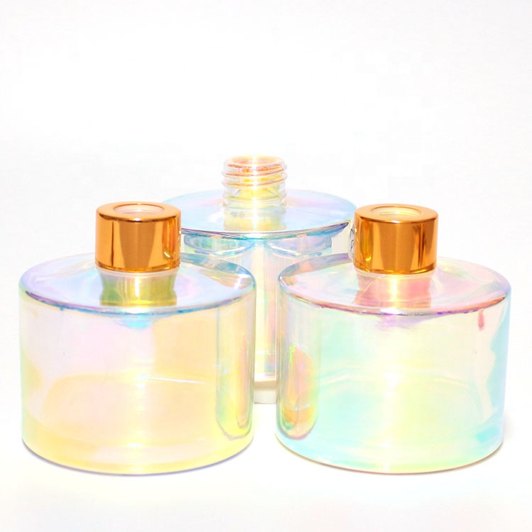 Luxury new design empty iridescent glass reed diffuser bottle for home decoration