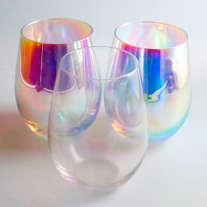 luxury iridescent ion holographic rainbow colors wholesale unique egg shape glass candle jar for wedding candle making XTD001
