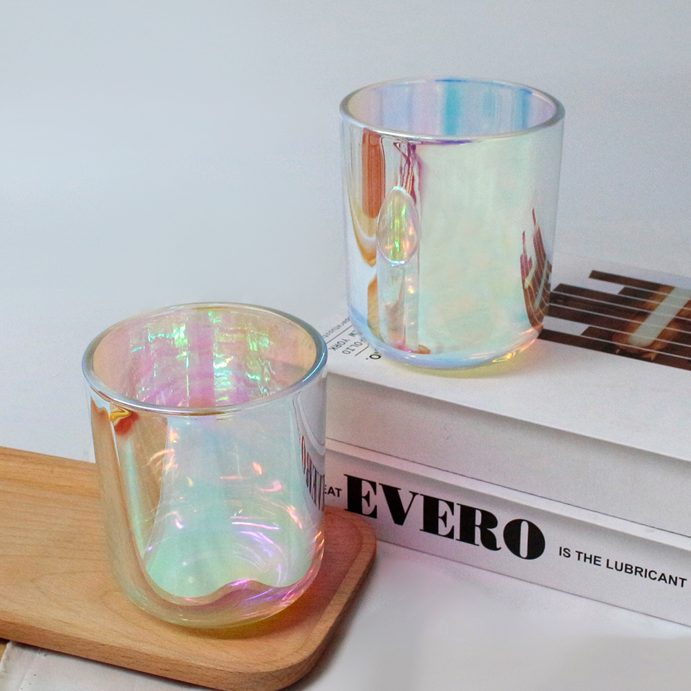 luxury rainbow color glass candle jars