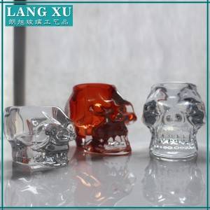 colored skull shape glass candle holder candle jars