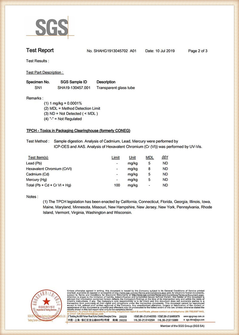 Test report of glass tubing material_01