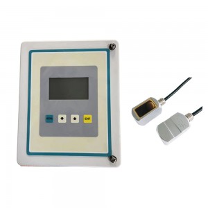 Doppler clamp on ultrasonic transducer flow meter