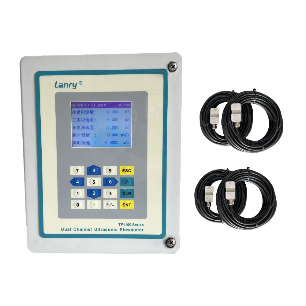higher accuracy double channels ultrasonic flow meter clamp on type flow meter digital display
