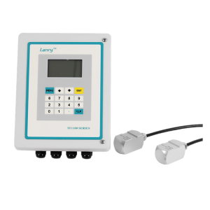 low cost time difference ultrasonic flow meter with clamp on transducer