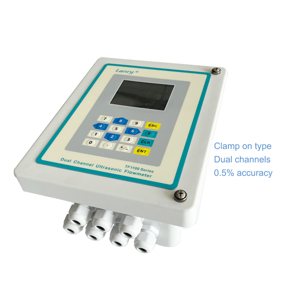 24VDC RS485 ultrasonic transit-time clamp-on dual channel ultrasonic flow meter with LCD display