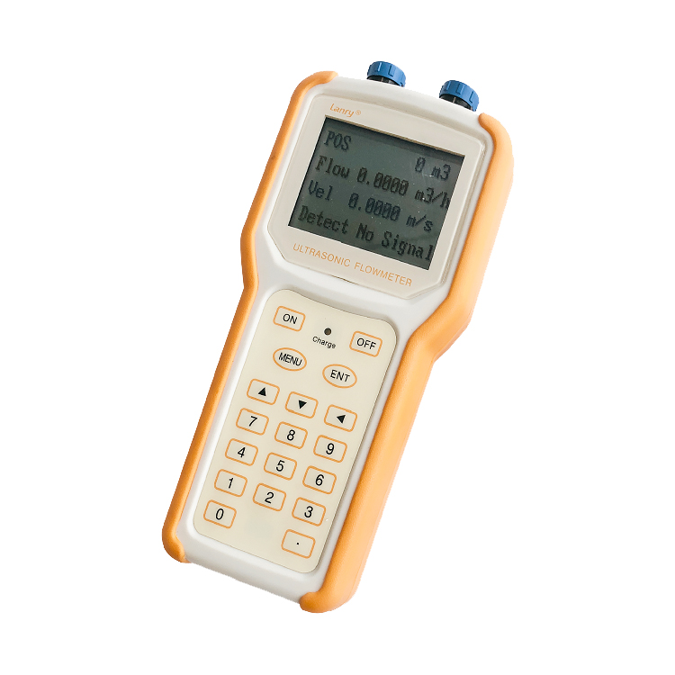 Handheld portable ultrasonic flow meter with clamp on sensors
