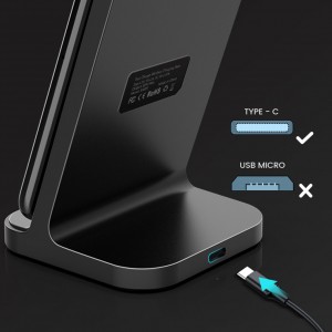 China OEM China Best Selling Fast Stand Wireless Charger, Latest 2 Coils Qi Wireless Charging Pad Stand 15W