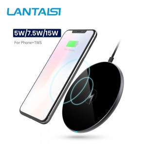 Amazon Hot Sell Wireless Fast Charging 5W/7.5W/15W Automatic Adjustable Metal Round Wireless Charger
