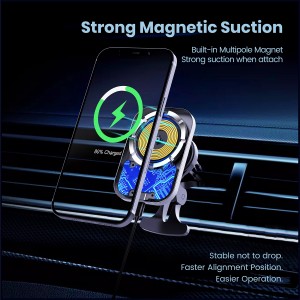 BSCI Factory Automatic Magnetic Wireless Charging Car Vent Clips Accessories Wireless Mount Charger