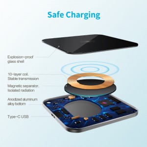 Qi Wireless Charger iPhone 12 Fast Charging Pad, Portable Apple Wireless Charger