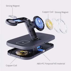 3-in-1 Foldable Wireless Charger Dock 15W Fast Charging Station Stand Holder for iPhone For iWatch