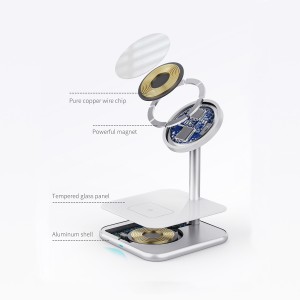 New Fashion Design for China Fashionable 15W 2 in 1 Multifunction Fast Wireless Charger Station