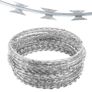 Concertina Razor Blade Barb Wire anti climb razor wire for military fence prison mesh