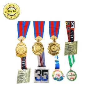Apẹrẹ Isọdọtun fun Ọfẹ Ilu China Ere-ije Ere-ije Ere-ije Ere-ije Ere-ije 2D/3D Medal Metal Gold with Lanyard